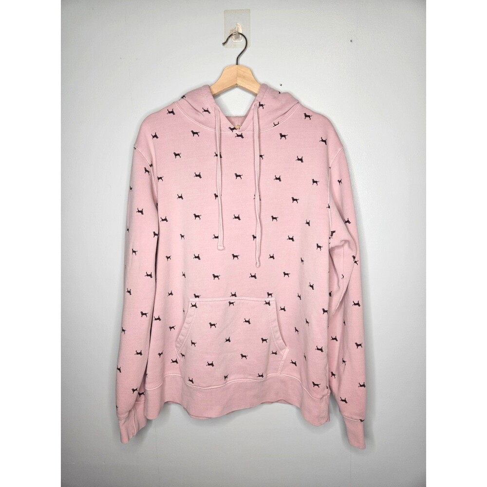 THE BLACK DOG Hoodie Sweatshirt Women's XL Pink Pullover Scattered Labradors